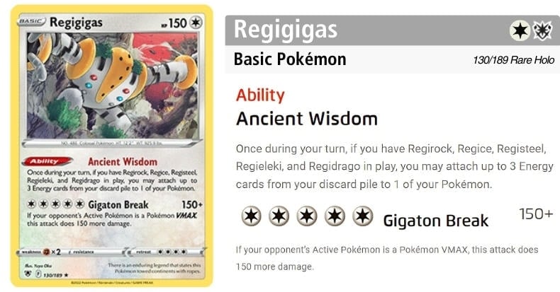 Regigigas - Gắn năng lượng từ Discard vào Pokemon