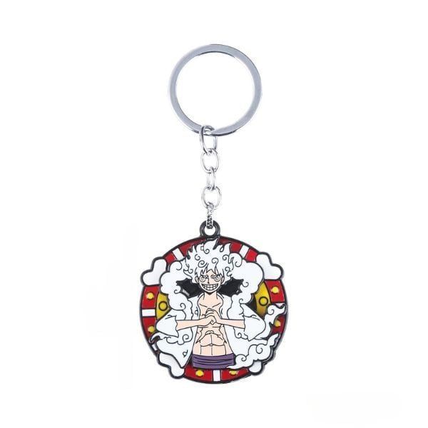 Móc khóa kim loại One Piece xoay tròn hoạ tiết Luffy Gear 5