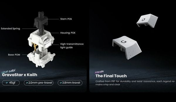 Bàn phím cơ GravaStar Mercury K1 Pro Concrete Gray chính hãng là lựa chọn hoàn hảo với thiết kế phong cách tương lai