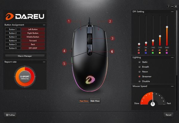 Chuột Gaming DAREU EM911 RGB Lightweight kích thước nhỏ gọn thoải mái nằm trong lòng bàn tay và điều khiển dễ dàng