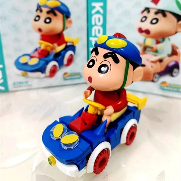 unbox Mô hình Keeppley Crayon Shin Chan Xe Đua Siêu Nhân K20618 đồ chơi lắp ráp thú vị xếp gạch giống lego