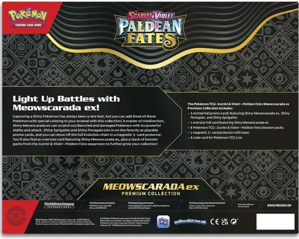 Thẻ bài Pokemon TCG Scarlet & Violet Paldean Fates Meowscarada ex Premium Collection hàng thật chính hãng nhiều thẻ đẹp hiếm mạnh mua sưu tầm làm quà tặng fan người hâm mộ