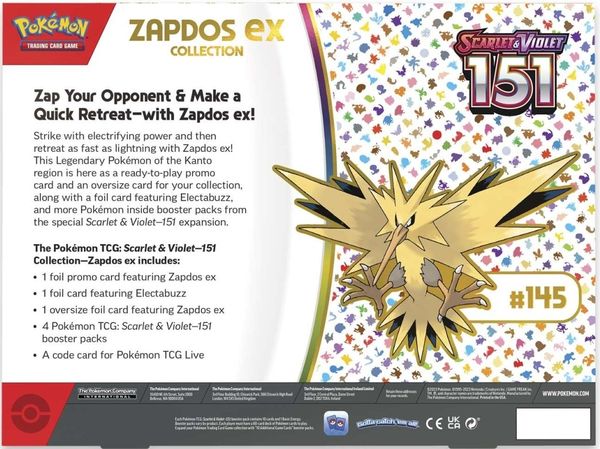 Thẻ bài Pokemon TCG Scarlet & Violet 151 Collection Zapdos ex hàng thật chính hãng nhiều thẻ đẹp hiếm mạnh mua sưu tầm làm quà tặng fan người hâm mộ