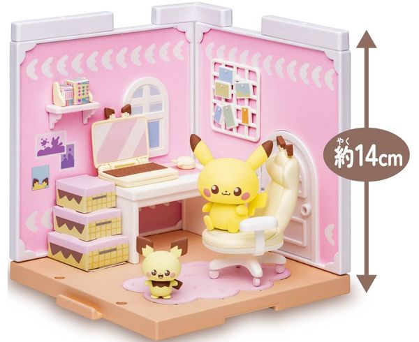 Pokemon Pokepeace House Hobby Room Pichu Pikachu Mô hình Pokemon chính hãng Takara Tomy đẹp rẻ nhật bản dễ thương trang trí bàn làm việc học tập phòng khách phòng ngủ