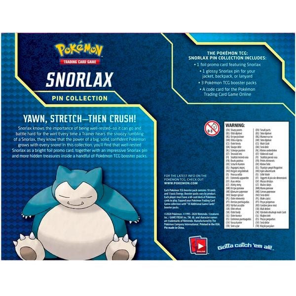 cách chơi bài Pokemon Snorlax Pin Collection