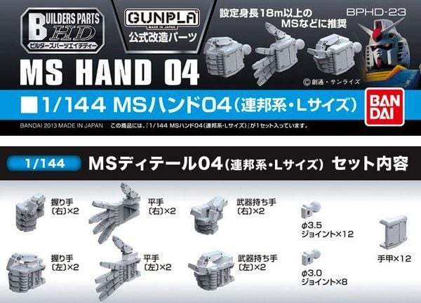 hướng dẫn ráp gundam Builders Parts HD 1/144 MS Hand 04 EFSF Large