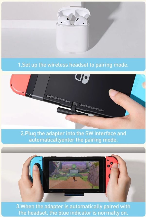 hướng dẫn sử dụng Adapter bluetooth tai nghe Nintendo Switch Baseus