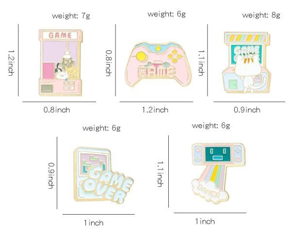Huy hiệu cài áo máy game cách điệu màu Pastel