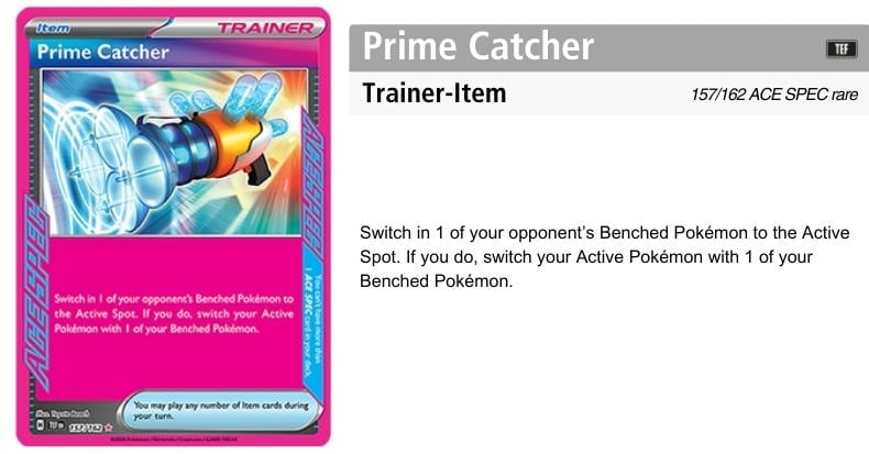 Prime Catcher - Thẻ bài đổi Pokemon trên Bench của đối thủ lẫn bản thân với Pokemon Active