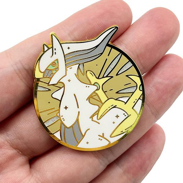 Ghim Huy hiệu Pokemon pin kim loại tròn viền vàng hình Đấng Sáng Tạo - Pokemon huyền thoại Arceus