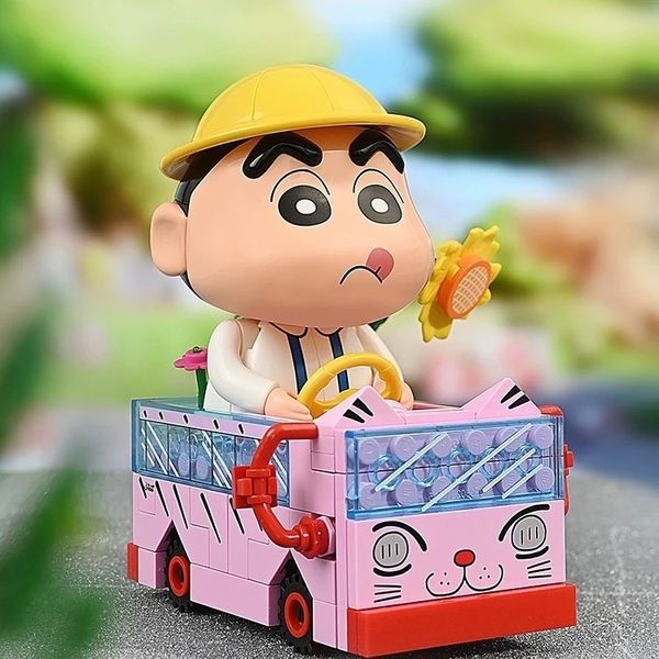 unbox Mô hình Keeppley Crayon Shin Chan Xe Buýt Mini K20620 đồ chơi lắp ráp thú vị xếp gạch giống lego