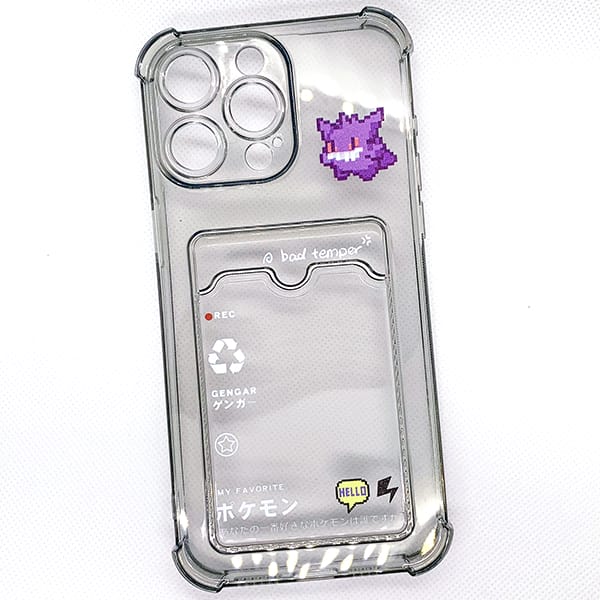 Ốp lưng hình Pokemon Gengar  trong suốt có ngăn đựng hình cho iPhone 15 Pro max