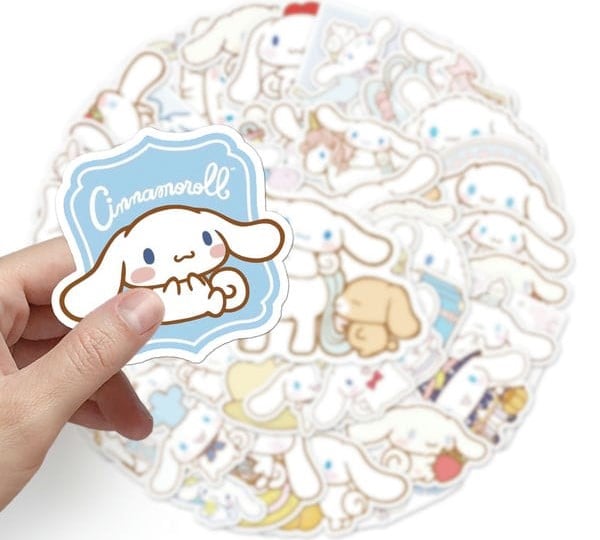 Hình dán sticker Sanrio Cinnamoroll tổng hợp 50 cái dán laptop PC điện thoại ốp lưng sổ tay