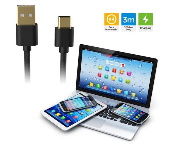 Cáp USB-C Data 3m Cho PS5 Switch Mobile sạc nhanh tay cầm PS5, chất lượng bền bỉ, đang bán tại nShop
