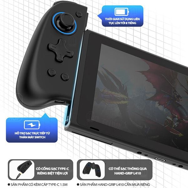 Joy-con IINE cho Nintendo Switch Neon Red Blue Grip nhỏ gọn - L731