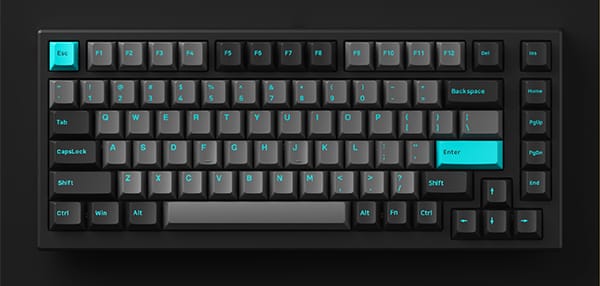 Bàn phím cơ MonsGeek MG75 Black & Cyan - White LED  AKKO Switch V3 Cream Yellow Blue PBT Double-Shot