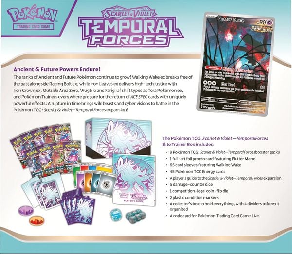 Shop bán thẻ bài Pokemon TCG Scarlet & Violet Temporal Forces Elite Trainer Box Walking Wake hàng thật chính hãng nhiều thẻ hiếm mạnh bổ sung bộ sưu tập của bạn