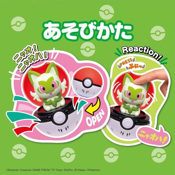 Đồ chơi Pokemon Pyokopunyu Sprigatito Bóng Bật Poke Ball là món quà độc đáo cho các bé và fan hâm mộ anime đang bán tại nShop