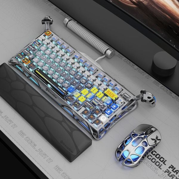 Mercury K1 Pro 75% Wireless Mechanical Gaming Keyboard Interstellar Silver bàn phím cơ GravaStar thiết kế gaming, trải nghiệm gõ êm ái