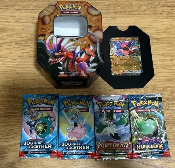 Thẻ bài Pokemon TCG Slashing Legends Tin 4 Pack Koraidon ex được nhiều người tìm mua nhất tại nShop