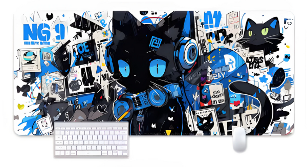 Lót chuột Mèo Đen Đáng Yêu Cá Tính hiphop màu xanh