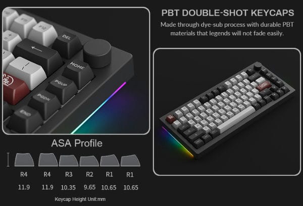 Phím cơ AKKO 5075B Plus Dracula Castle keycap Double-Shot PBT ASA Profile màu đen trắng đỏ