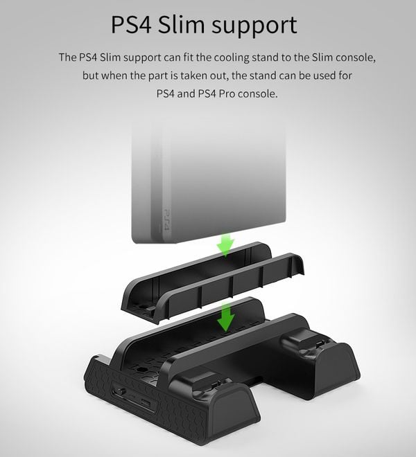 Đế Sạc Tản Nhiệt PS4 Slim Pro DOBE TP4-882 tích hợp quạt làm mát và sạc tay cầm siêu tiện dụng