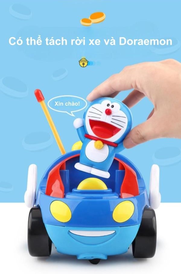 Xe đồ chơi trẻ em điều khiển từ xa Doraemon Red pin sạc kèm mô hình người lái tách rời