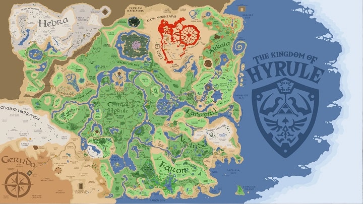 map hyrule The legend of Zelda Breath of the wild