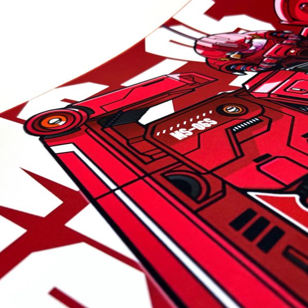 Miếng lót chuột gaming in hình Gundam Mobile Suit Zaku II màu đỏ