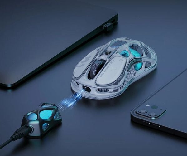 Chuột không dây Gaming GravaStar Mercury M1 Pro Battle Worn Edition Silver Mist chính hãng chất lượng tốt kết nối nhiều chế độ điều khiển dễ dàng
