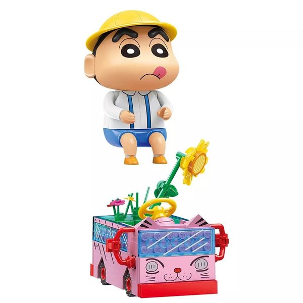 review Mô hình Keeppley Crayon Shin Chan Xe Buýt Mini K20620 đẹp mắt trang trí trưng bày bàn học kệ sách