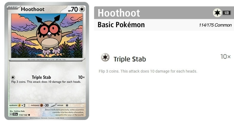 Hoothoot - Thẻ bài Pokemon cơ bản dùng để tiến hóa cho Noctowl