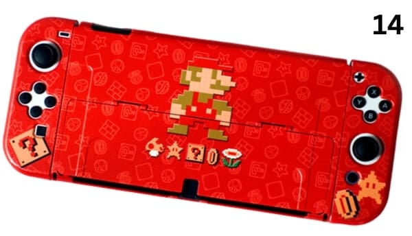 Case ốp in hình bảo vệ Nintendo Switch OLED tặng kèm bảo vệ Joy-con Mario Pixel
