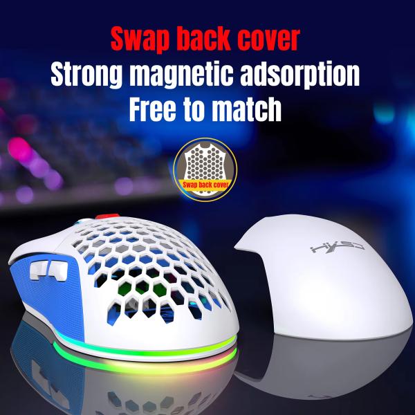 Chuột Manthon HXSJ X300 LED RGB 7200 DPI White có độ bền cao với 20 triệu lần nhấn