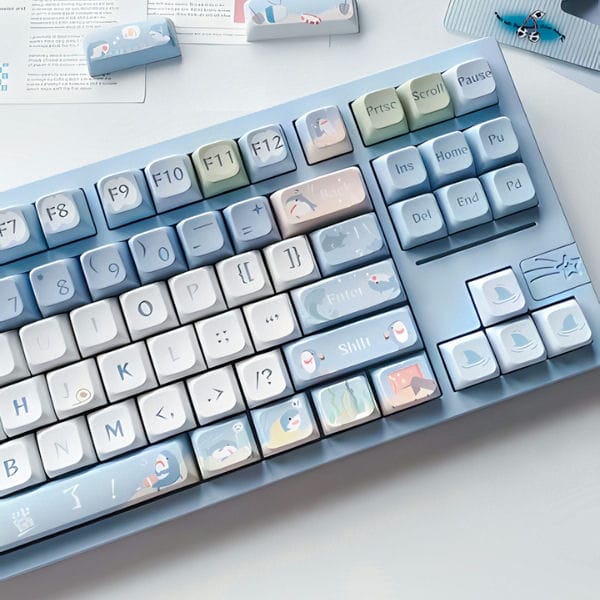 Shop chuyên mua bán keycap phím cơ set 143 nút Baby Shark màu xanh dương cực xinh giá rẻ