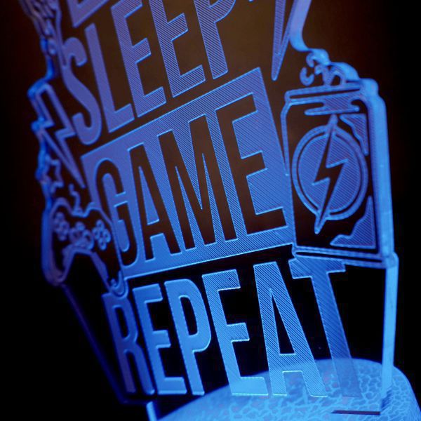 Đèn ngủ 3D Đèn LED RGB trang trí bàn Gaming tặng kèm remote - Eat Sleep Game Repeat