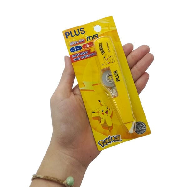 Văn phòng phẩm chính hãng Băng xóa kéo Pokemon Pikachu màu Vàng 5mm x 6m
