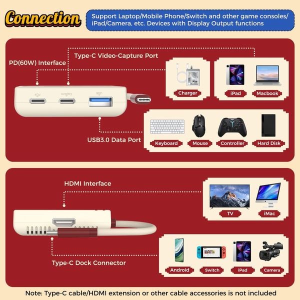 4-in-1 Nintendo Switch Video Capture Card Converter IINE L936 chính hãng tại nShop