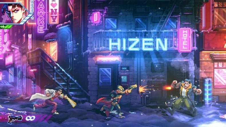 Neon Inferno, bắn súng 2D arcade tốc độ trên cả tiền cảnh và hậu cảnh