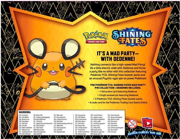 hướng dẫn chơi Pokemon TCG Shining Fates Mad Party Pin Collection Dedenne