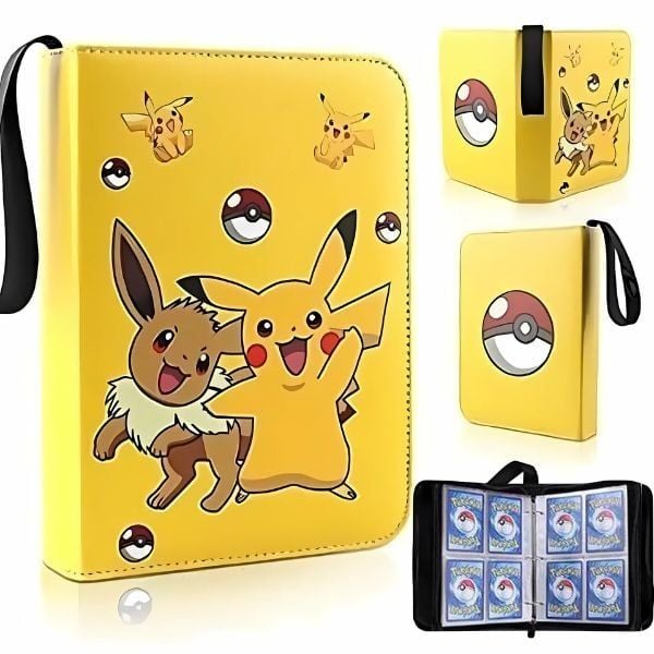 Album đựng bài Pokemon TCG 4 ngăn có khóa kéo Series 4 hình pikachu eevee nShop giao hàng toàn quốc