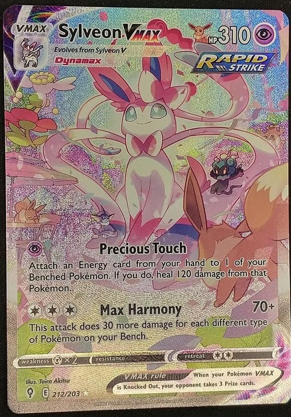 Sylveon VMAX 212 203 Đắm chìm trong vẻ đẹp của những thẻ Pokemon VMAX hiếm không thể thiếu trong bộ sưu tập của bạn