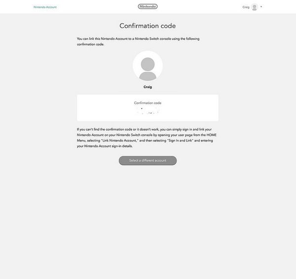 Enter the Nintendo Switch confirmation code