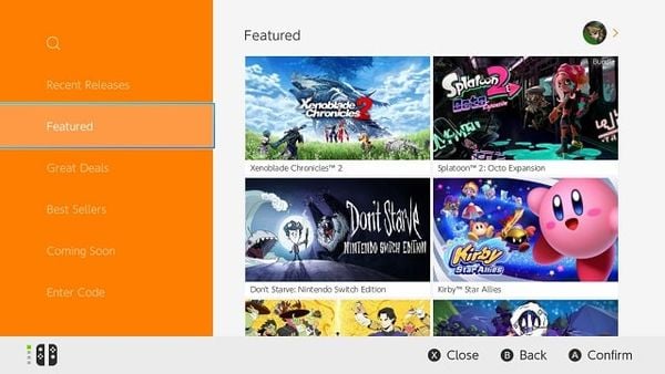 nintendo eshop home screen