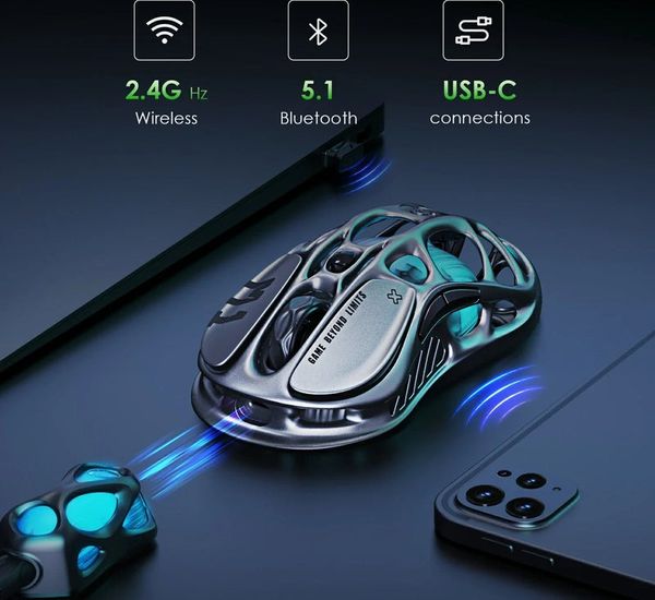 Chuột không dây Gaming GravaStar Mercury M1 Pro Gunmetal Gray chính hãng nút bấm bền bỉ cầm tay thoải mái chất lượng tốt