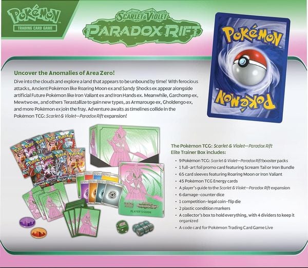 Shop bán thẻ bài Pokemon TCG Scarlet & Violet Paradox Rift Elite Trainer Box Iron Valiant hàng thật chính hãng nhiều thẻ hiếm mạnh bổ sung bộ sưu tập của bạn