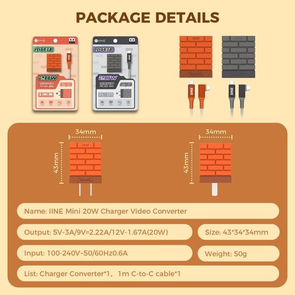 Sạc 20W Mini Xuất Hình Nintendo Switch IINE L950 phụ kiện hỗ trợ chơi game chính hãng tại nShop