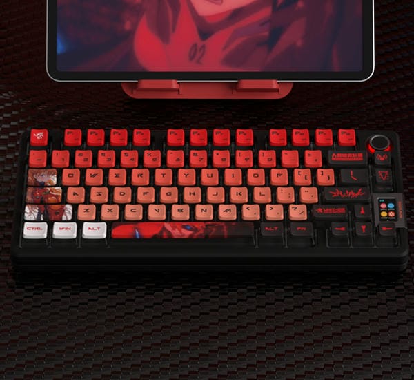 Bộ Keycap bàn phím cơ Evangelion Asuka có nút màu sắc đẹp mắt tô điểm cho bàn phím thêm phần bắt mắt