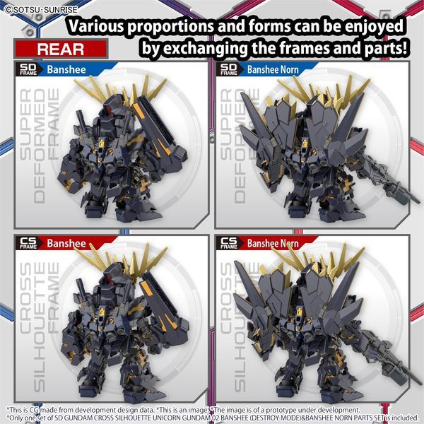 Unicorn Gundam 02 Banshee Destroy Mode & Banshee Norn Parts Set SD Gundam Cross Silhouette chất lượng cao